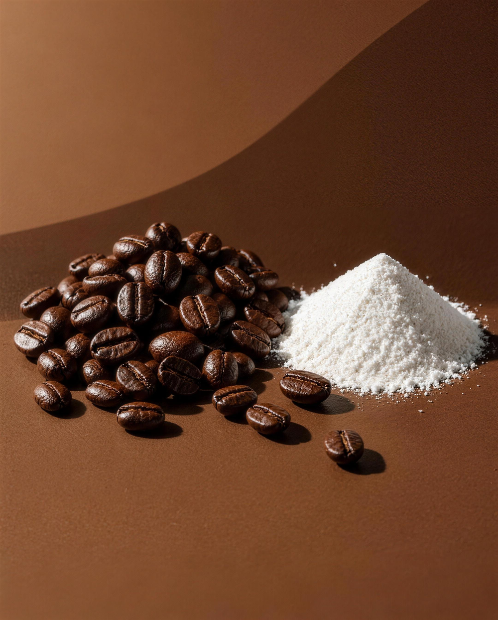 Chicchi di caffè e polvere di collagene
