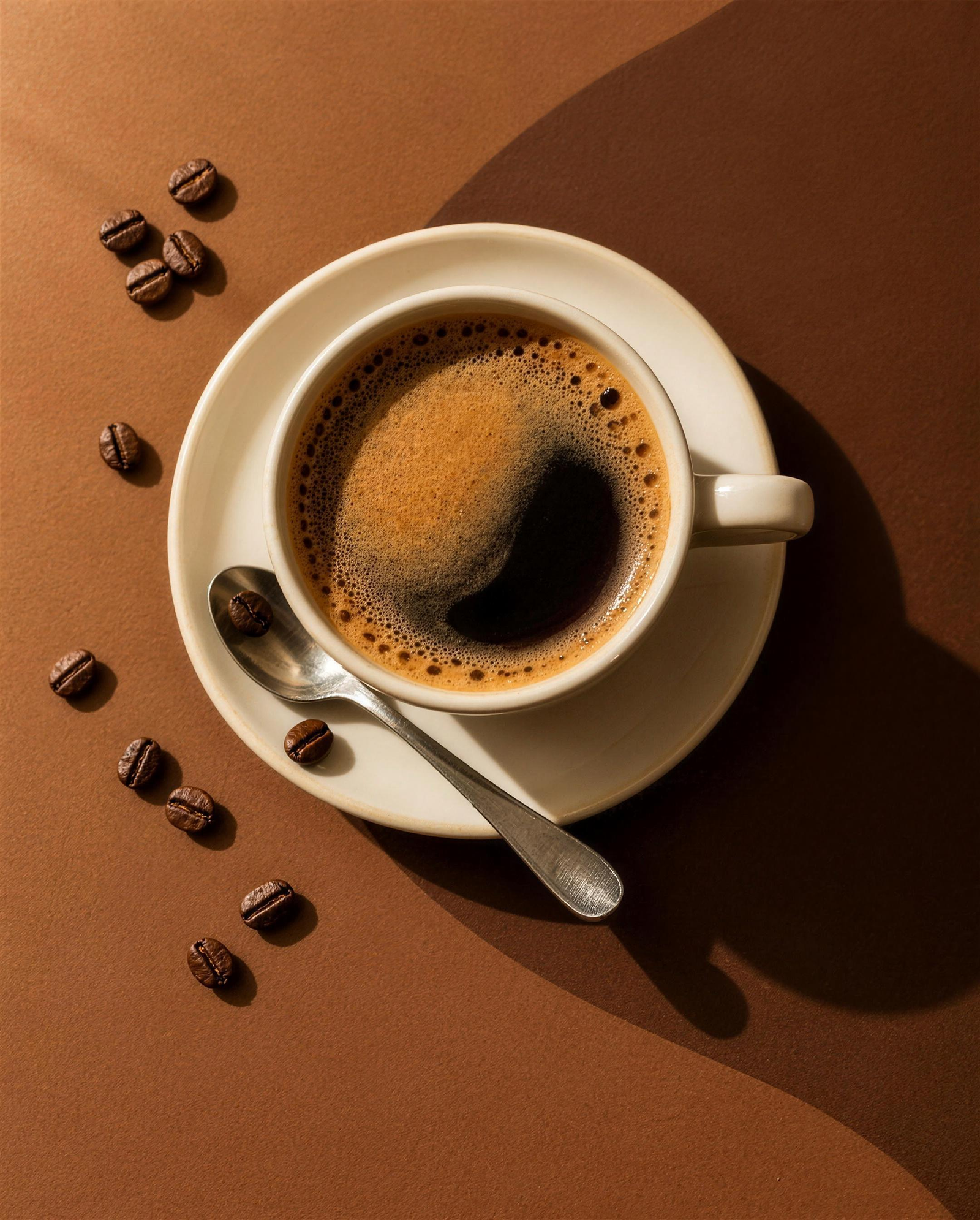 Una tazza di caffè vista dall’alto