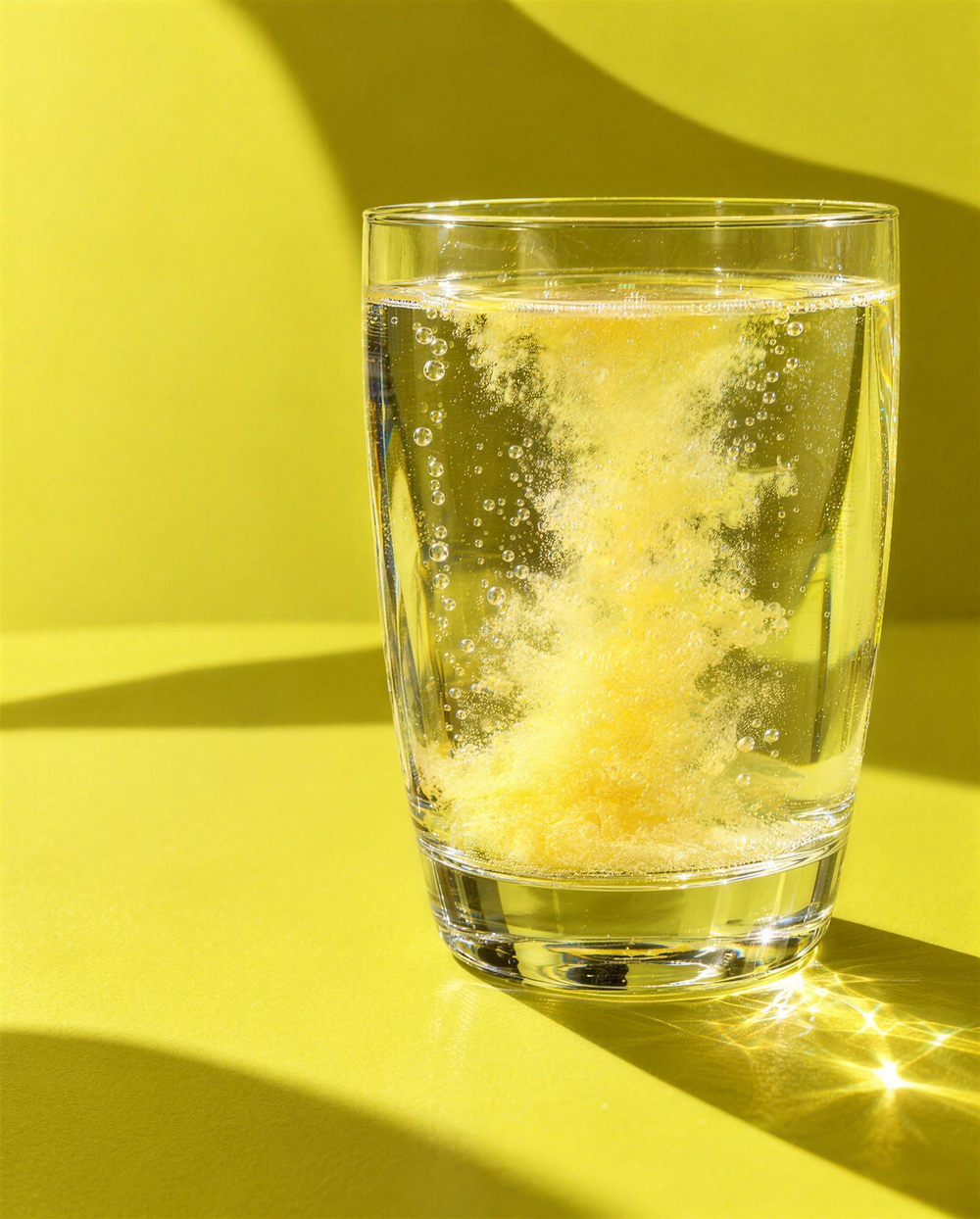 La polvere si scioglie in un bicchiere d’acqua