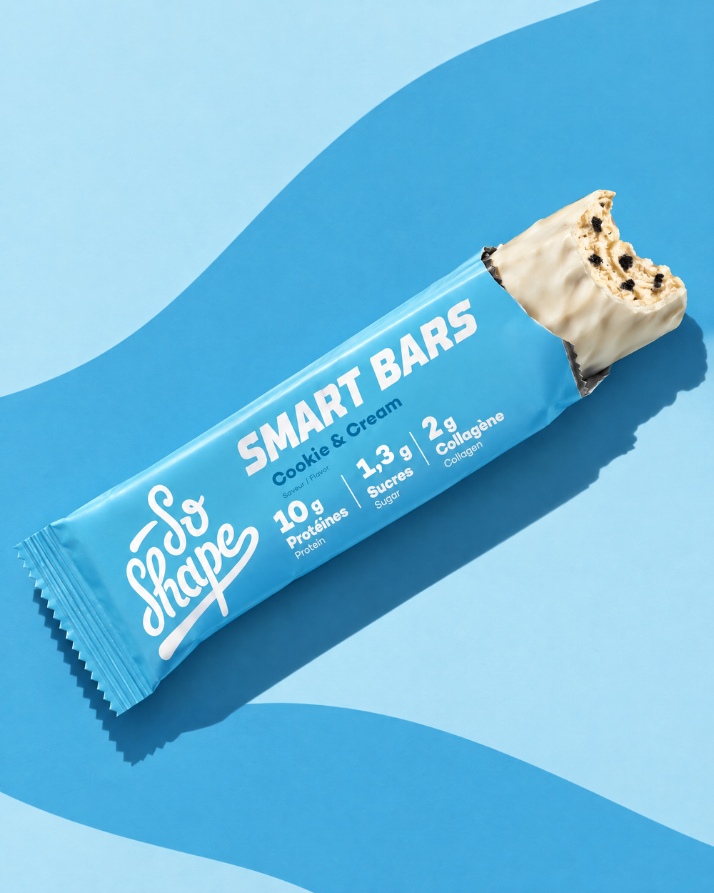 La barretta Smart Bars Cookie Cream aperta
