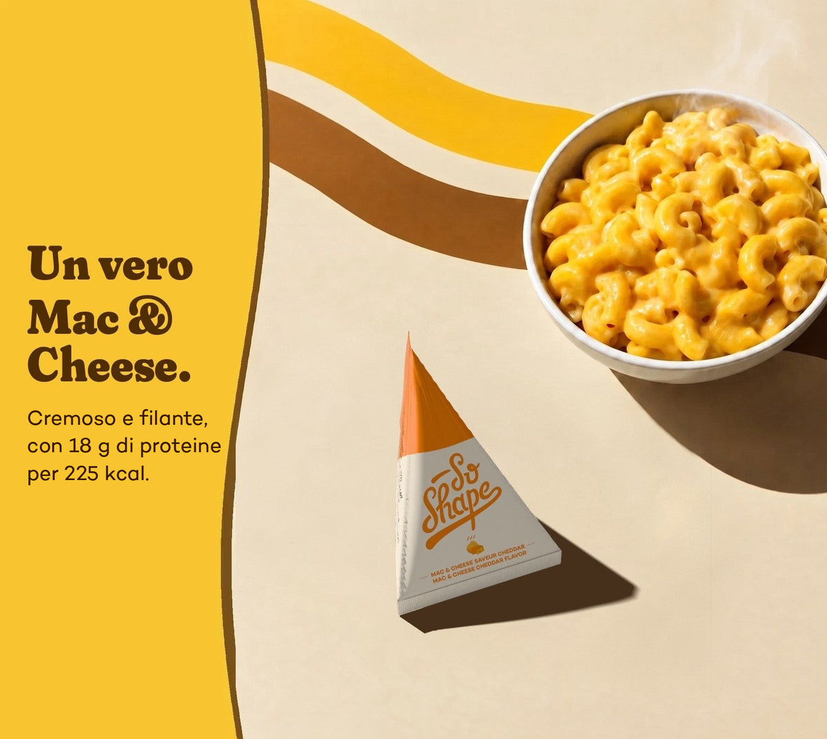 Brick Mac & Cheese So Shape accanto al suo piatto pronto