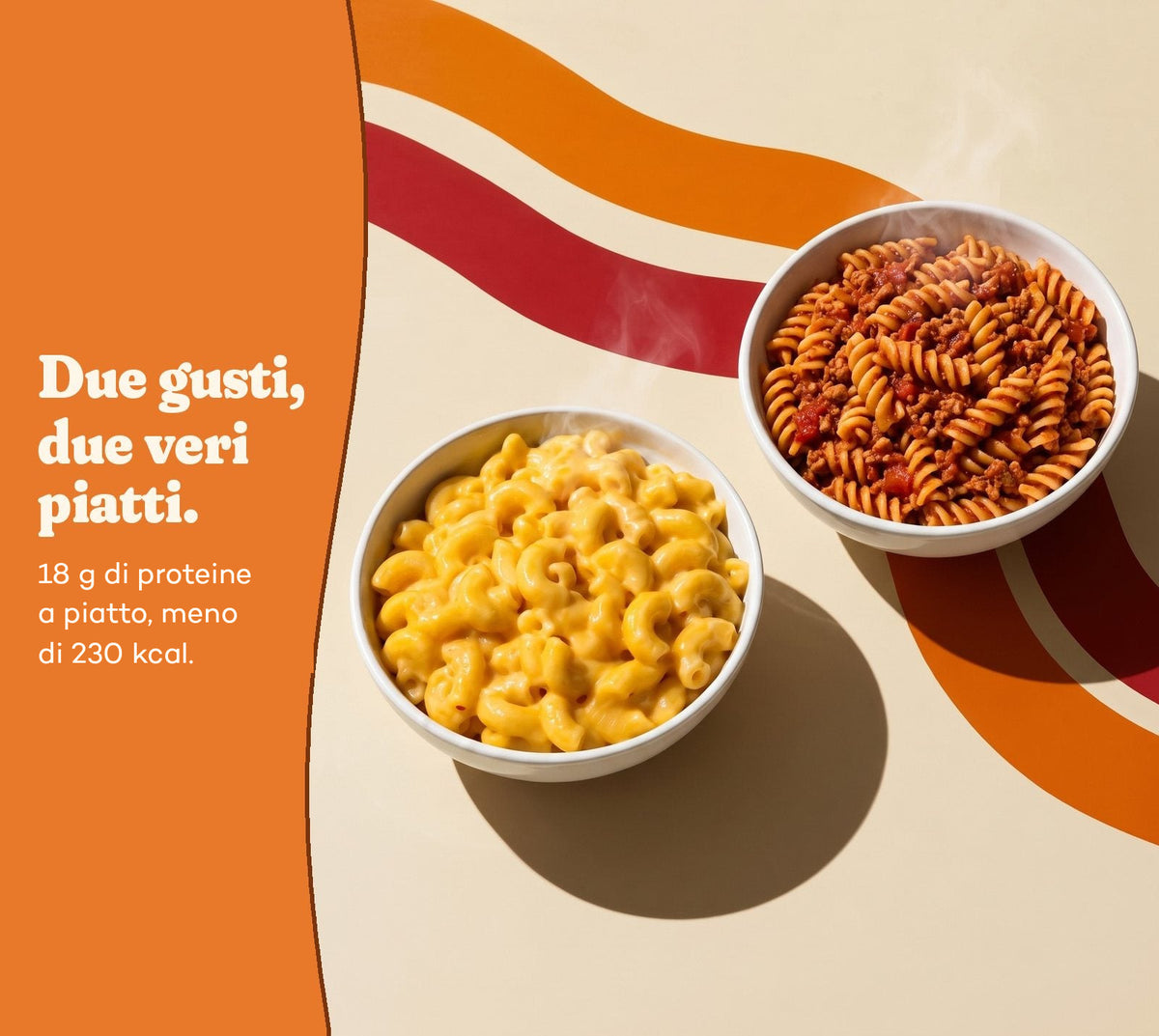 Mac & Cheese e pasta al veggie ragù pronti